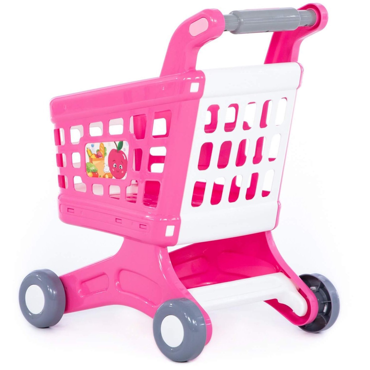 Магазинная пластмассовая тележка для покупок тележка для маркета Натали - 47 см розовая Магазинная пластмассовая тележка для покупок тележка для маркета Натали - 47 см розовая