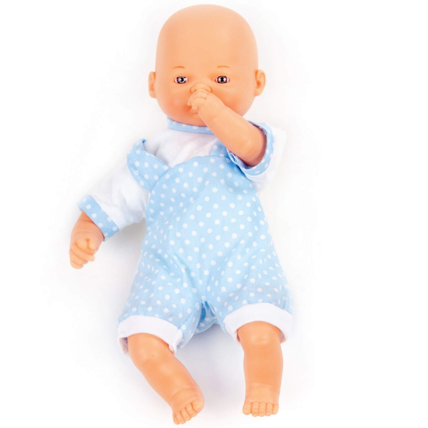 Кроватка-качалка с куклой ростом 28 см с подушкой, одеялкой и матрасиком белая