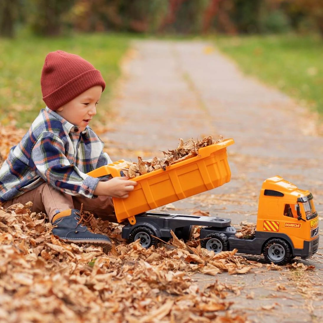 Детский автомобиль самосвал с полуприцепом