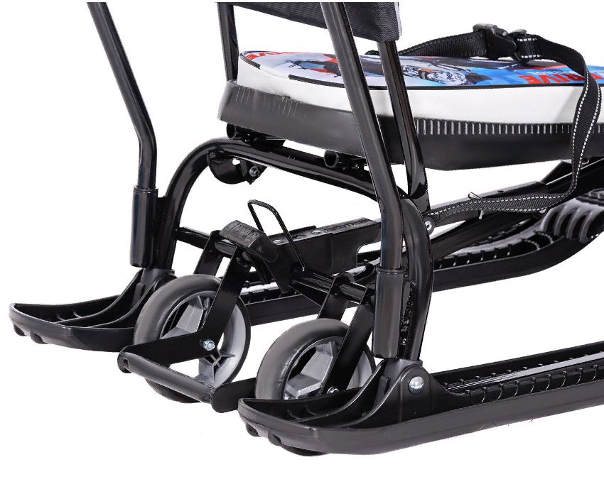 Снегокат на колесах гонки черный каркас