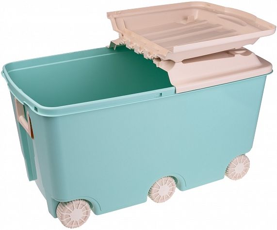 Большой ящик для игрушек на колесах «Пластишка» голубой
