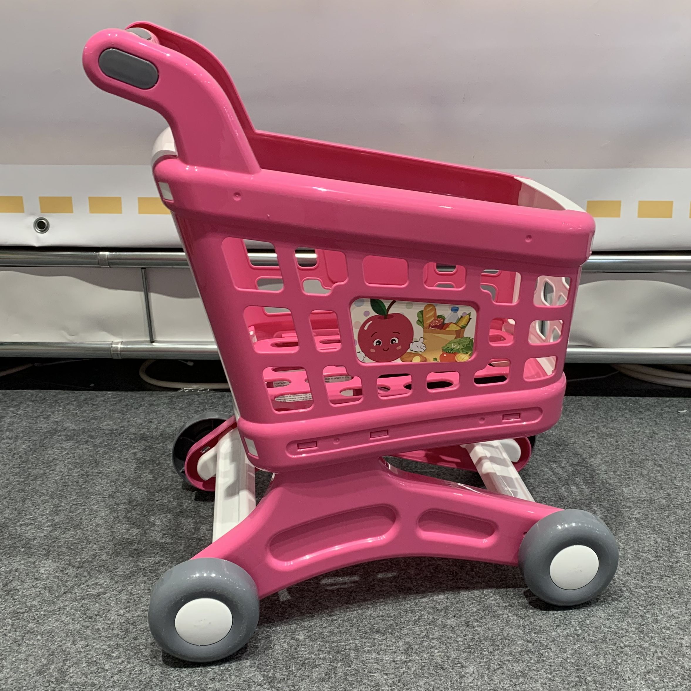 Магазинная пластмассовая тележка для покупок тележка для маркета Натали - 47 см розовая Магазинная пластмассовая тележка для покупок тележка для маркета Натали - 47 см розовая