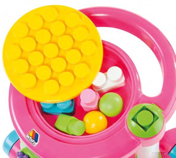 Детские ходунки игровой центр с конструктором розовые