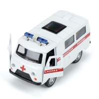 Игрушка УАЗ 39099 буханка скорая помощь бело-красная - 10 см