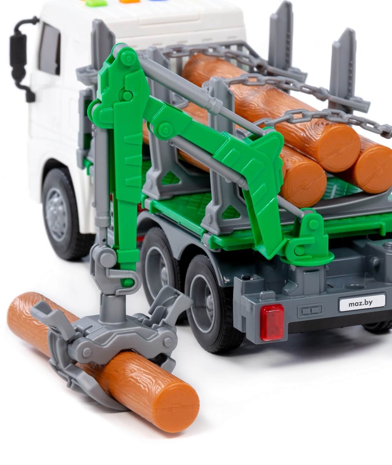 МАЗ машина-лесовоз инерционный (со светом и звуком) (зелёный) (в коробке)