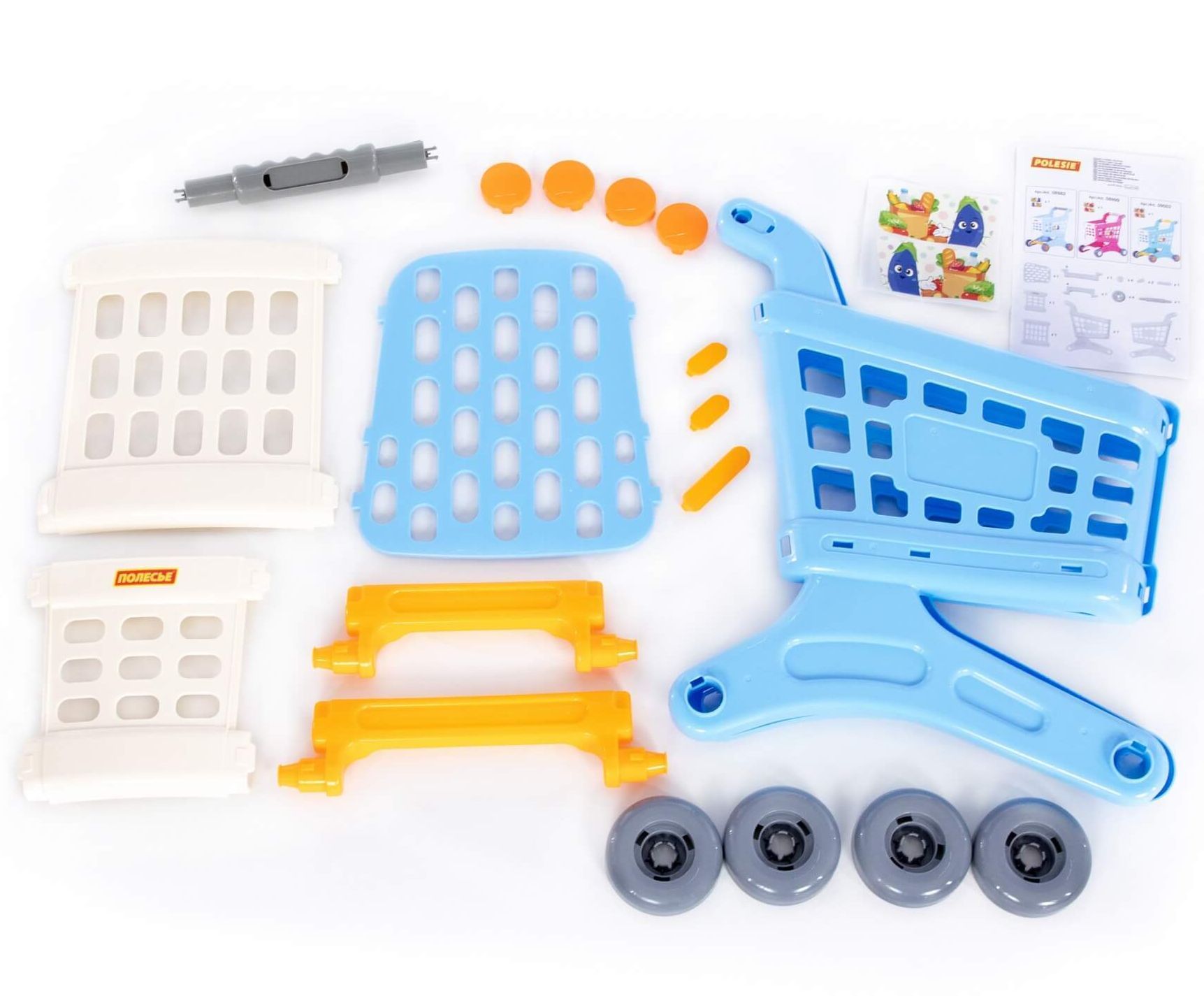 Магазинная пластмассовая тележка для покупок тележка для маркета Натали - 47 см голубая Магазинная пластмассовая тележка для покупок тележка для маркета Натали - 47 см голубая