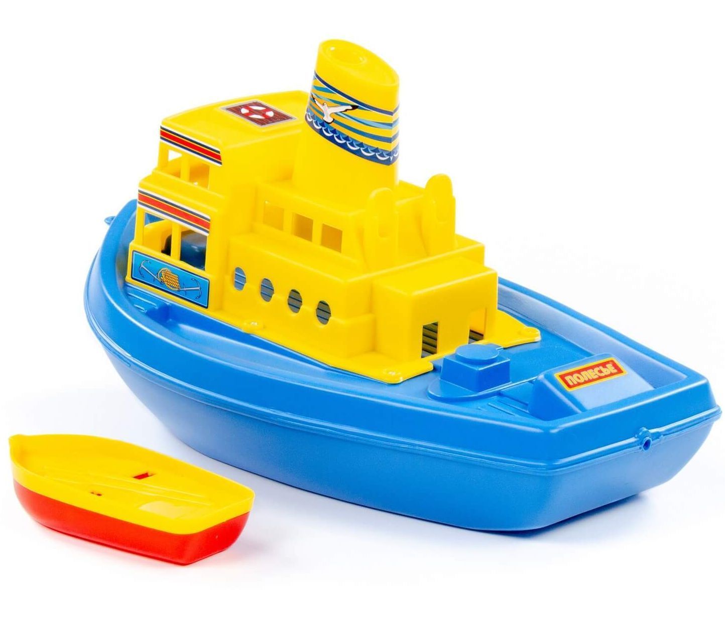 Игрушка корабль 36 см для купания ребенка в ванной Чайка желтая рубка