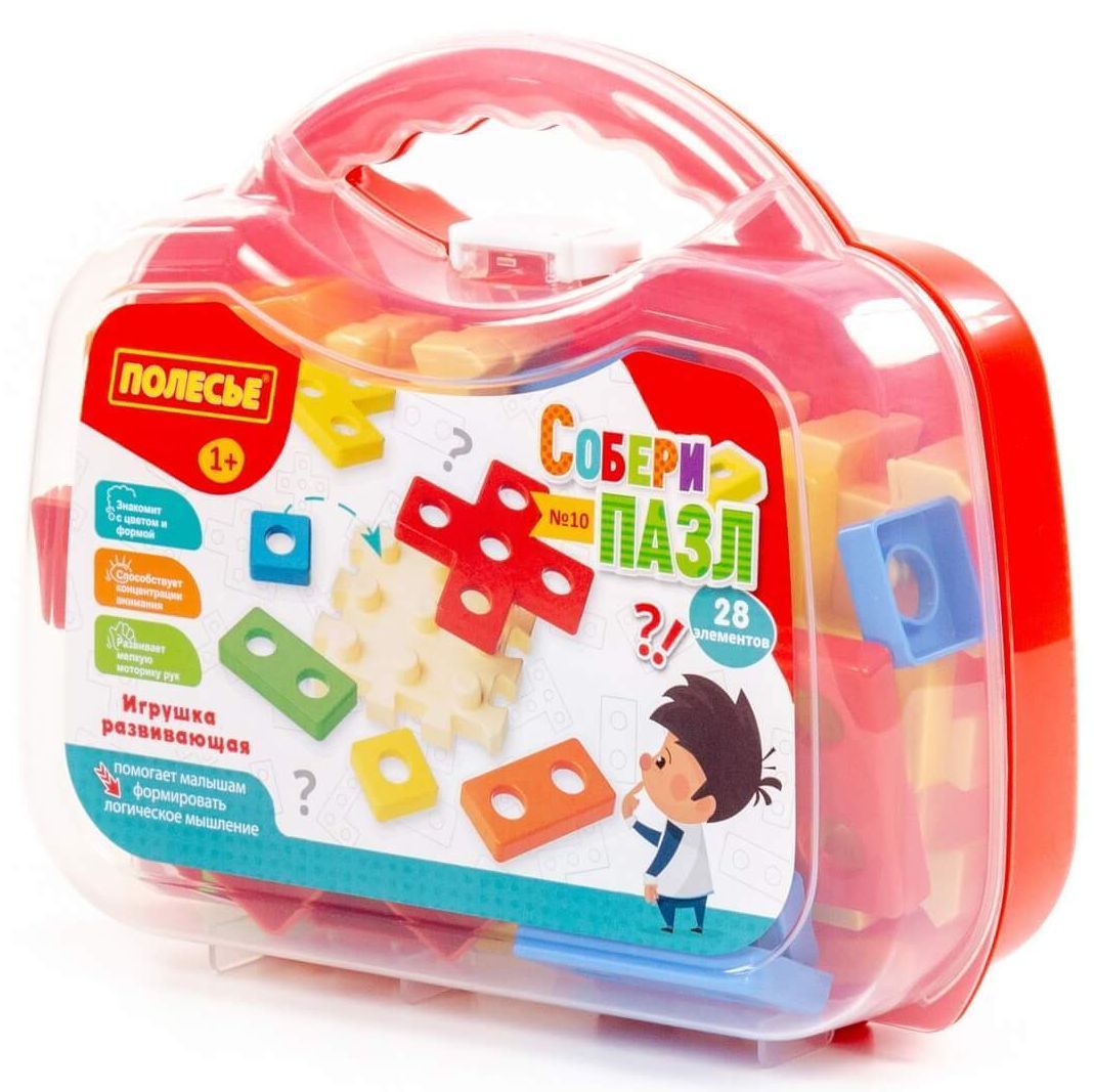 Игрушка развивающий пазл СобирайКа N10 из 28 элементов в чемоданчике