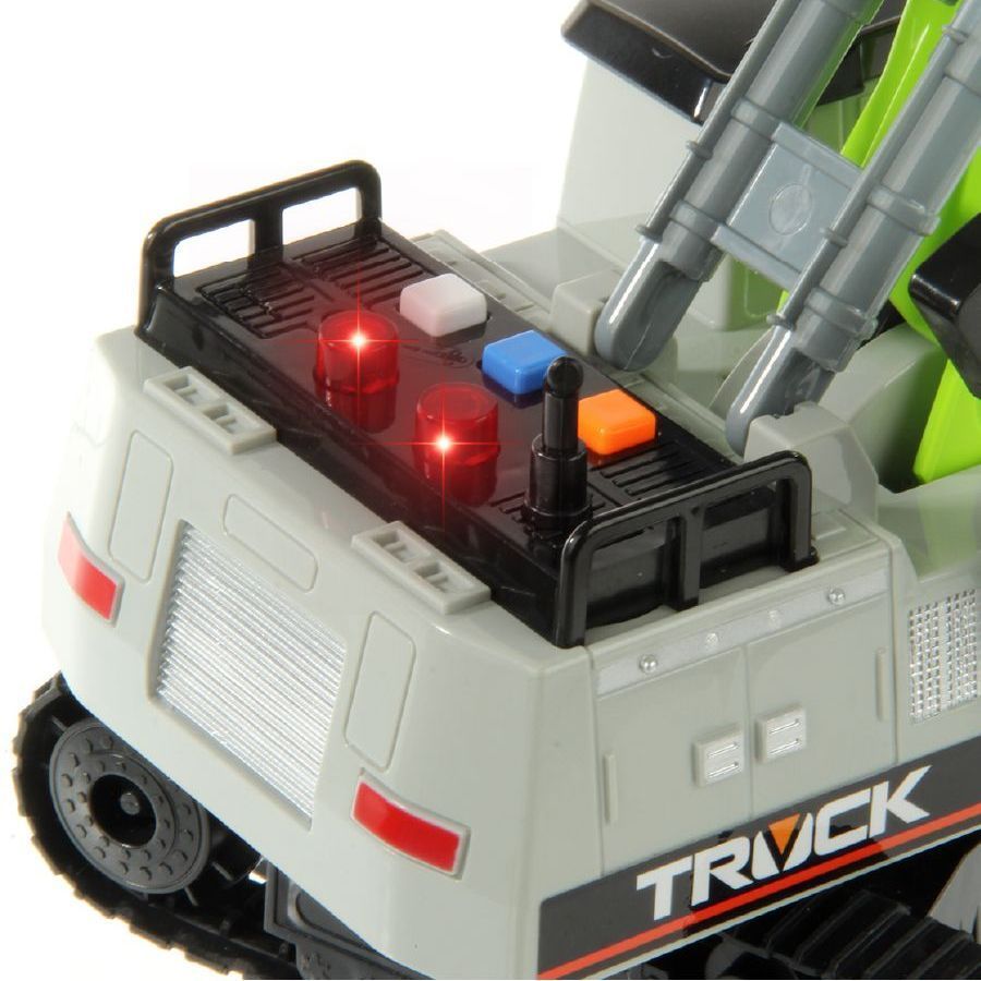 Игрушка гусеничный Экскаватор 27 см со светом, звуком и инерционным ходом салатовый