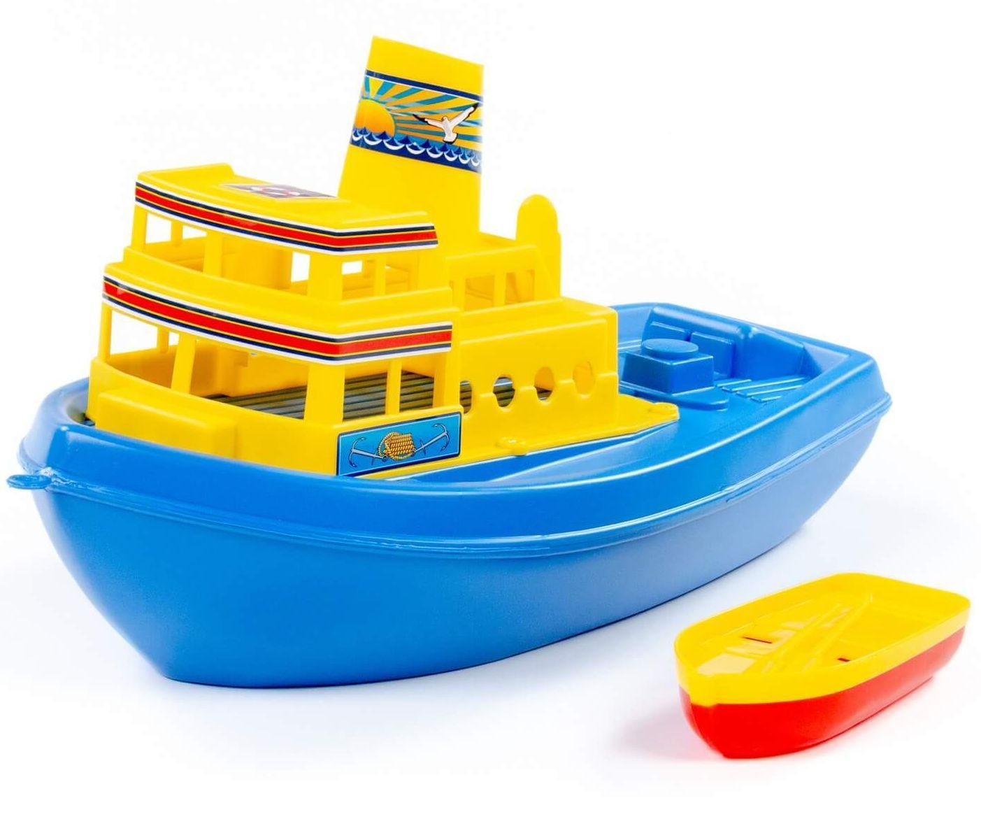 Игрушка корабль 36 см для купания ребенка в ванной Чайка желтая рубка