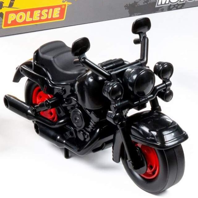 Игрушка Мотоцикл гоночный Кросс черный с красными дисками колес - 27,5 см