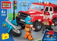 Игрушечный конструктор "Город мастеров" UAZ Hunter авария с мотоциклистом 83 дет. Игрушечный конструктор "Город мастеров" UAZ Hunter авария с мотоциклистом 83 дет.