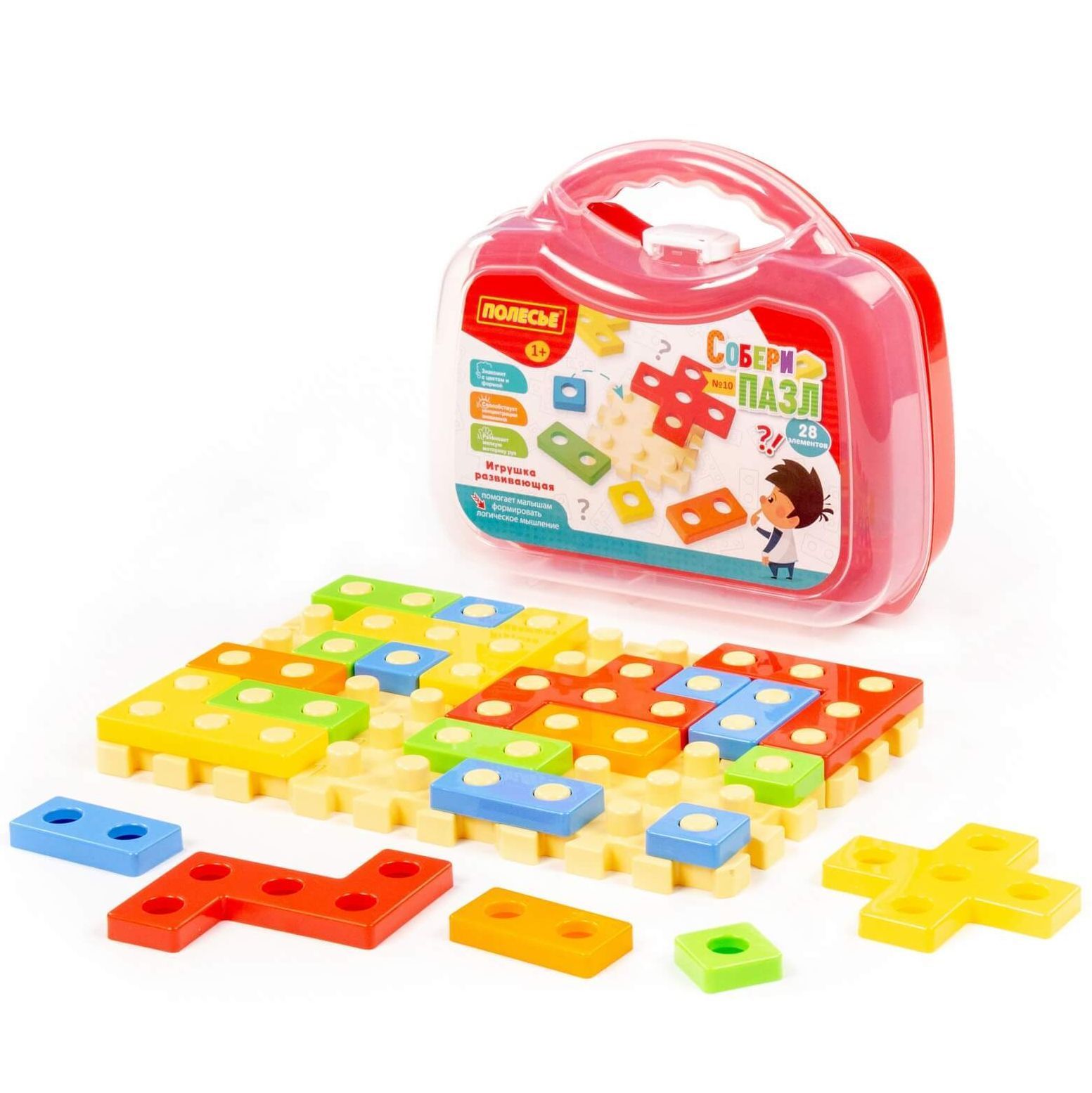 Игрушка развивающий пазл СобирайКа N10 из 28 элементов в чемоданчике