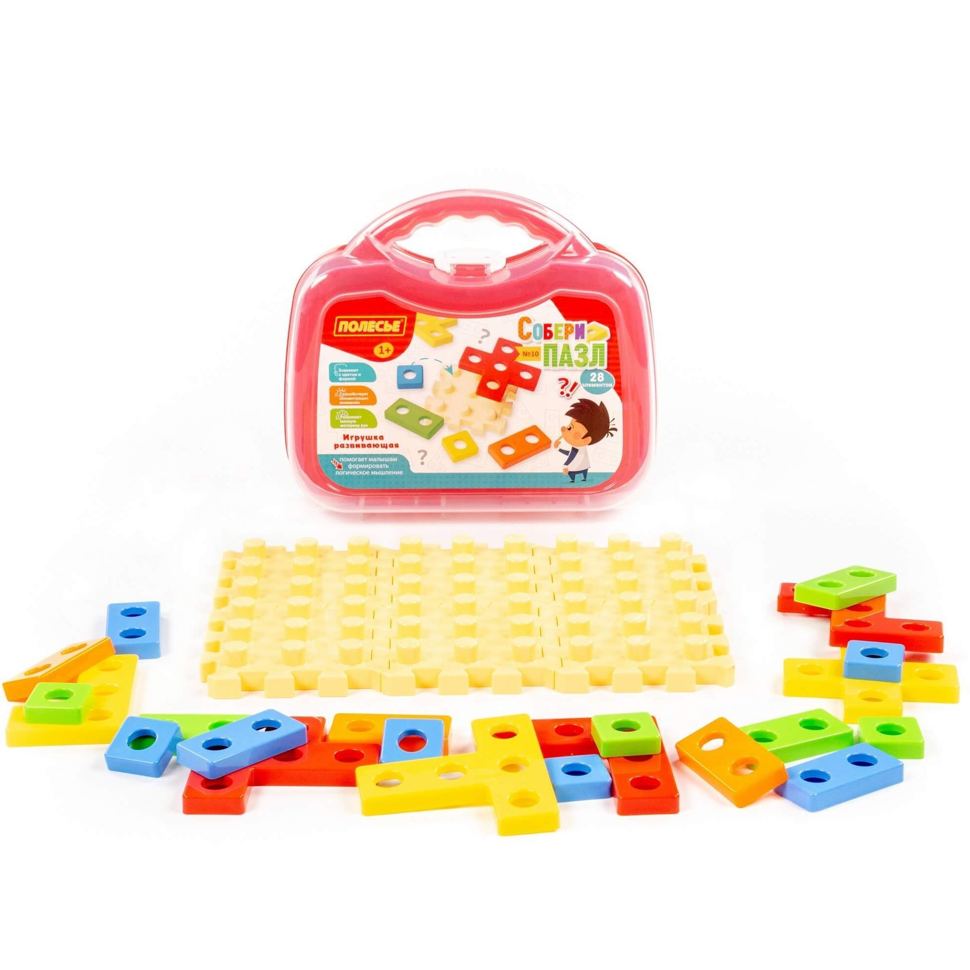 Игрушка развивающий пазл СобирайКа N10 из 28 элементов в чемоданчике