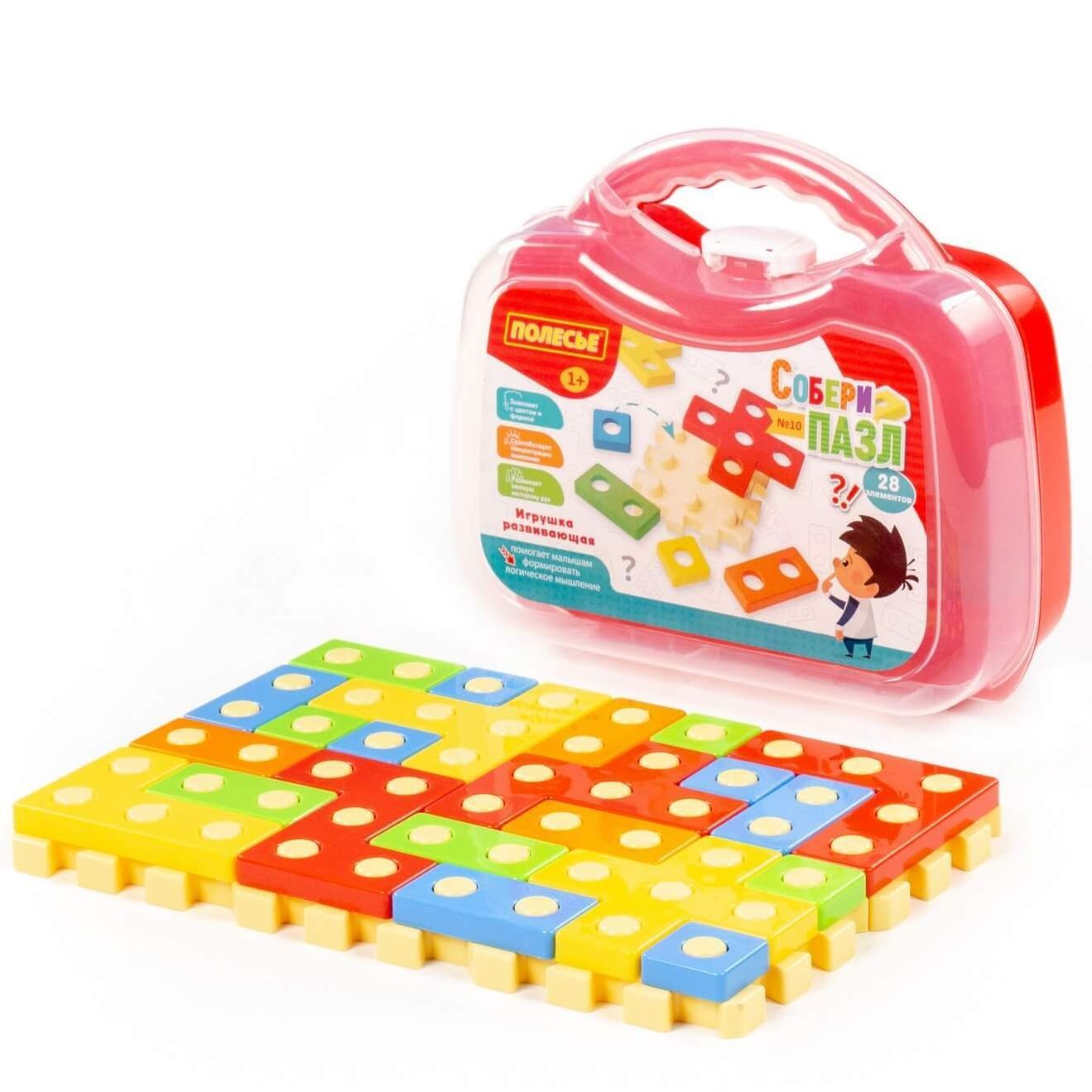 Игрушка развивающий пазл СобирайКа N10 из 28 элементов в чемоданчике