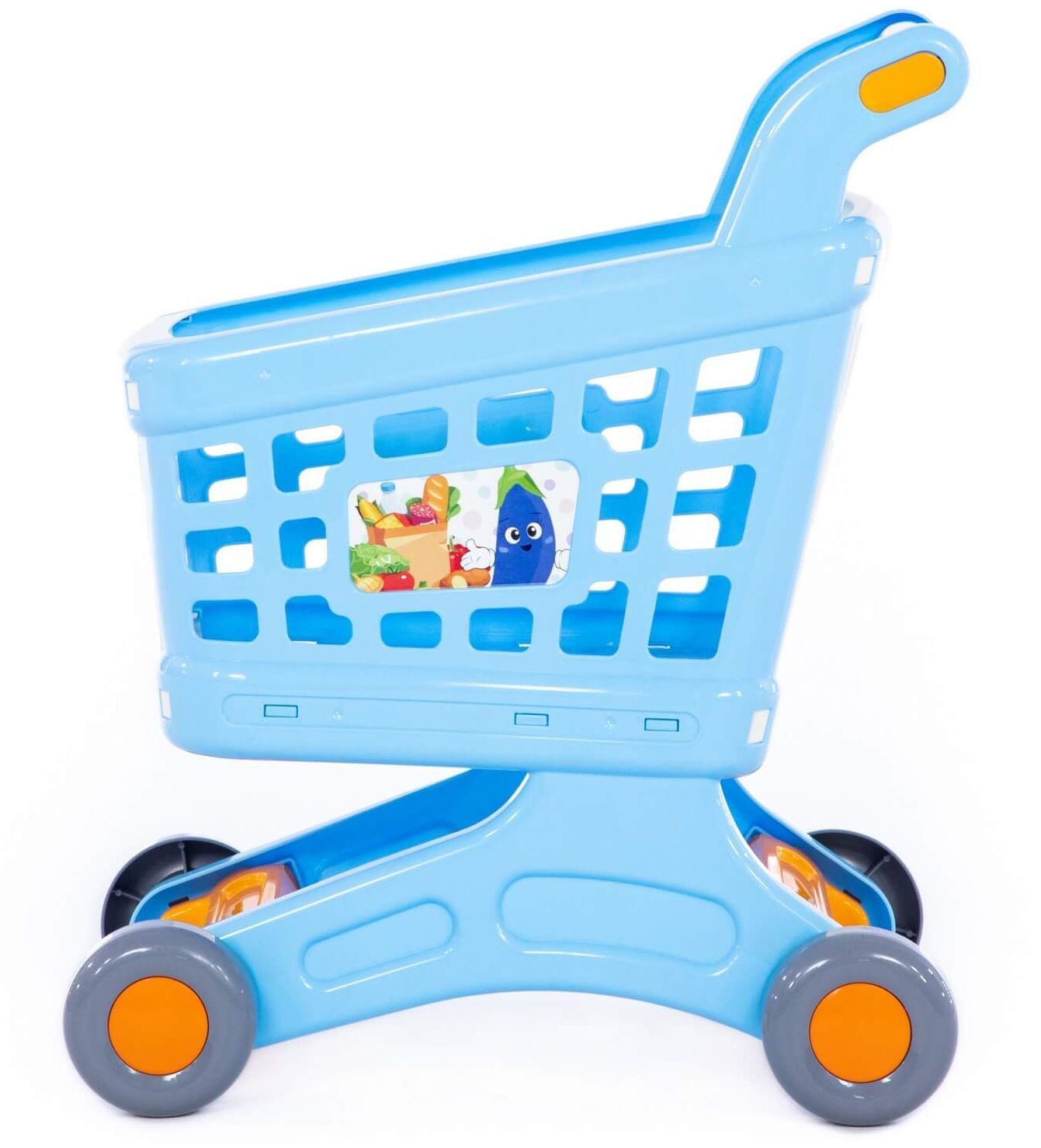 Магазинная пластмассовая тележка для покупок тележка для маркета Натали - 47 см голубая Магазинная пластмассовая тележка для покупок тележка для маркета Натали - 47 см голубая