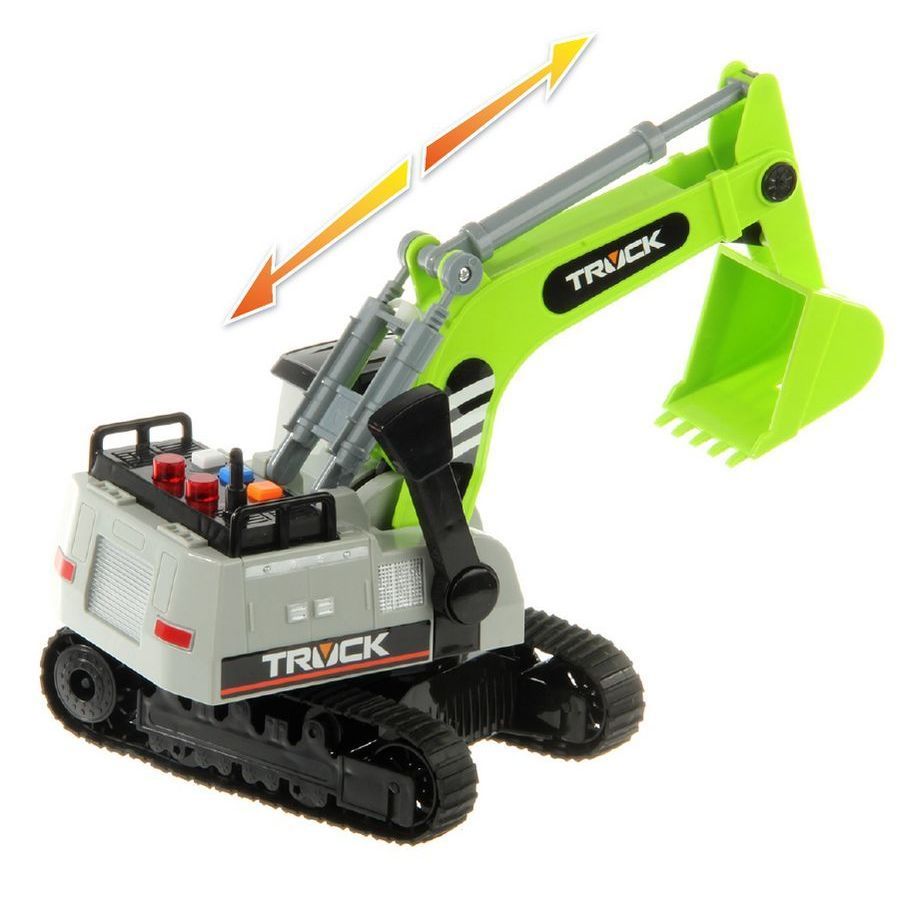 Игрушка гусеничный Экскаватор 27 см со светом, звуком и инерционным ходом салатовый