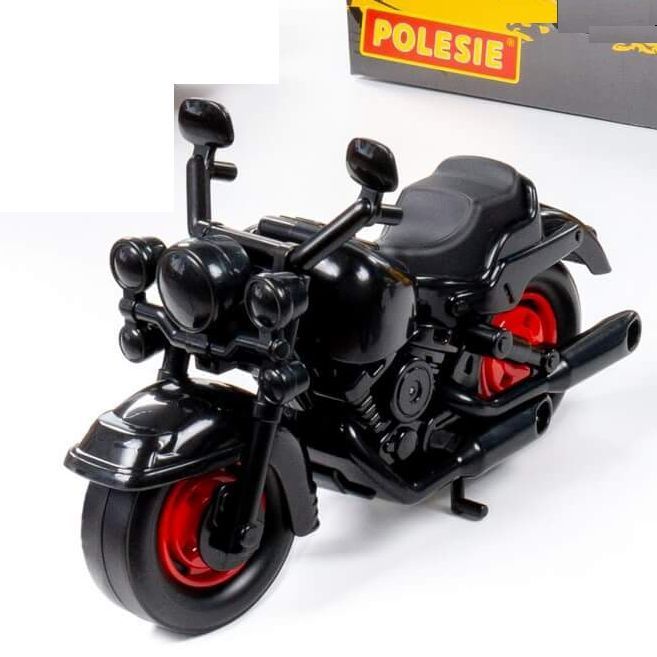 Игрушка Мотоцикл гоночный Кросс черный с красными дисками колес - 27,5 см