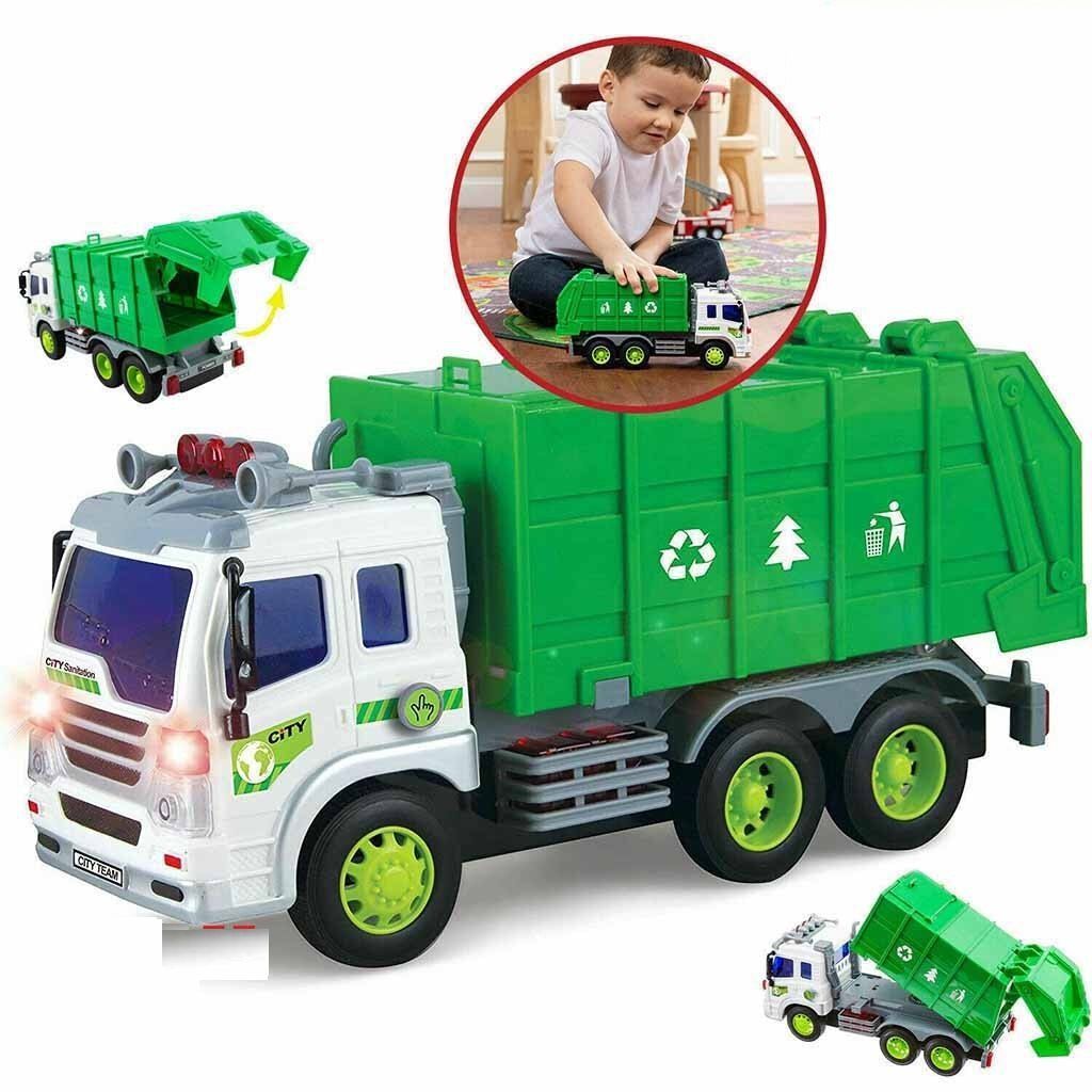 Инерционный со светом фар коммунальный мусоровоз 28 см без бака