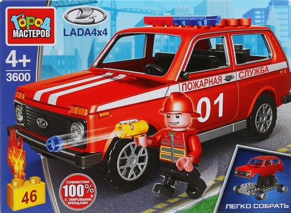 Конструктор "Город мастеров" Lada 4х4 Пожарная служба 46 дет.