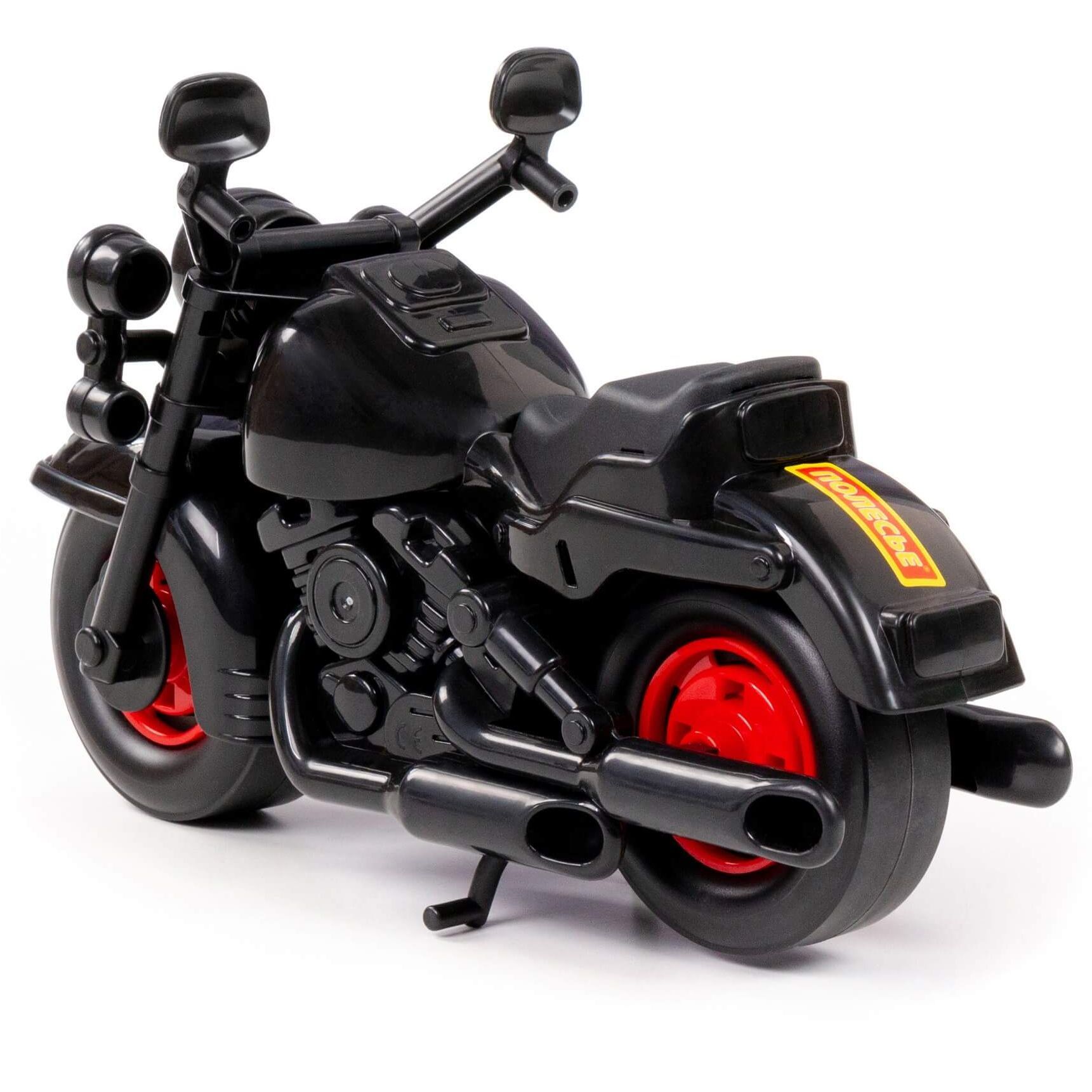 Игрушка Мотоцикл гоночный Кросс черный с красными дисками колес - 27,5 см