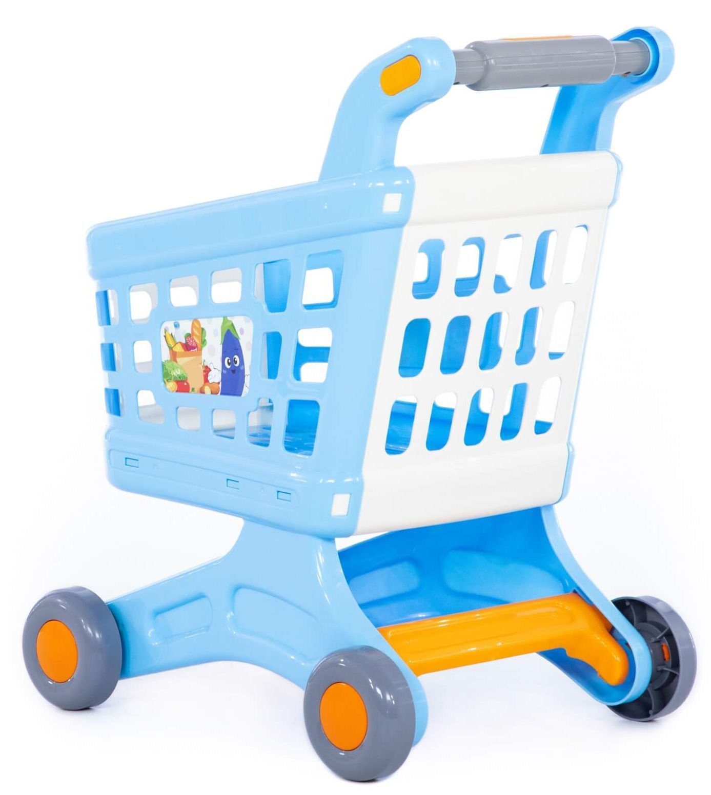 Магазинная пластмассовая тележка для покупок тележка для маркета Натали - 47 см голубая Магазинная пластмассовая тележка для покупок тележка для маркета Натали - 47 см голубая