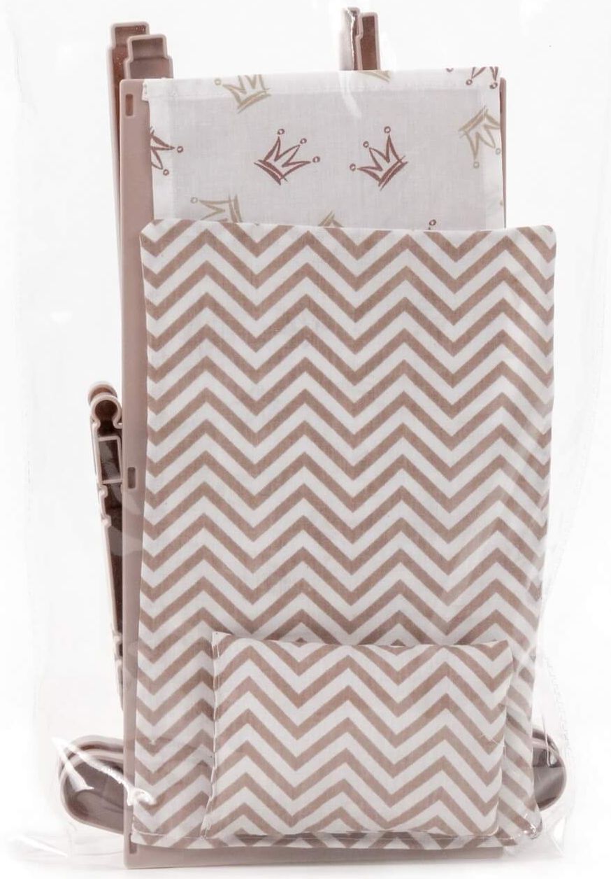 Кроватка-качалка для кукол ростом 34 см с подушкой, одеялкой и матрасиком (коричневая)