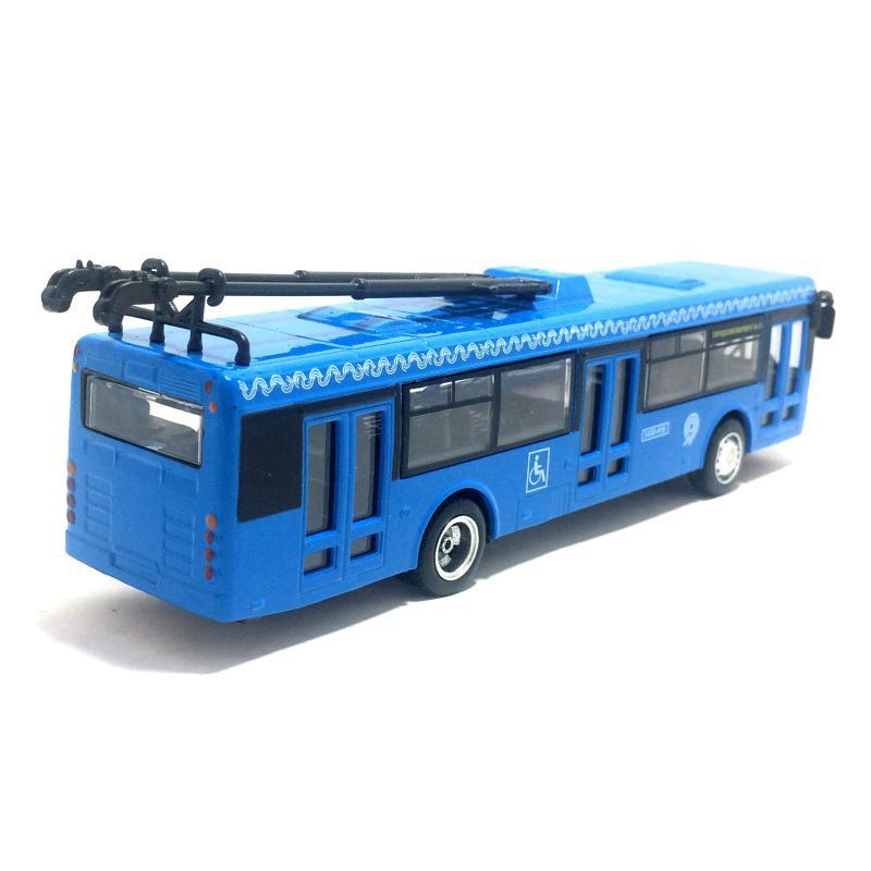 Игрушка машинка троллейбус автобус 16 см с металлическим корпусом и инерционным ходом голубой