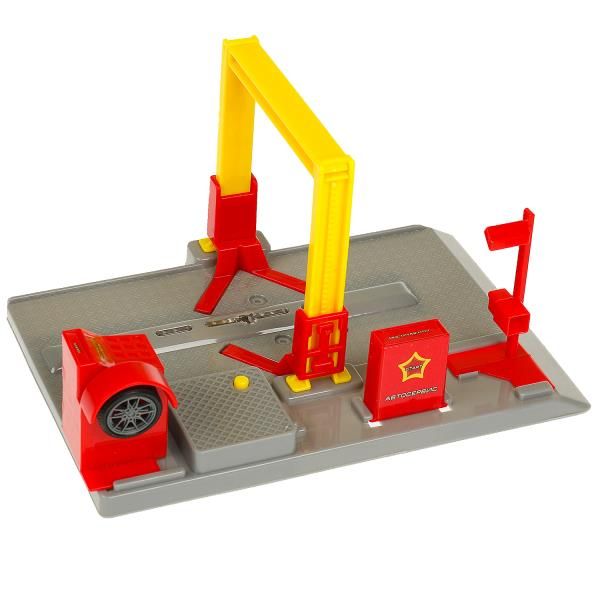 Игровой набор Автосервис с автоподъемником звук-свет и с металлической машинкой 12 см