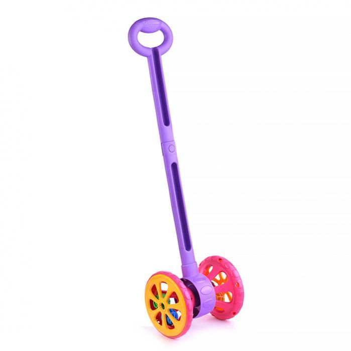 Игрушка-каталка с ручкой длина 55 см, высота хвата 41 см и 2-мя колесами фиолетовая