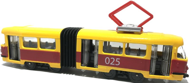 У трамвая Татра Т3 открываются 3 двери (с одной стороны), внутри - имитация салона с сиденьями и поручнями. Проем открытых дверей - 0,8х2,5 см, размер дверей в закрытом состоянии 1,6х2,6 см. igrushechnyj-tramvaj-tatra-t3-s-garmoshkoj-04.jpg