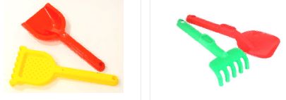 игрушечными граблями и лопатками игрушечными граблями и лопатками